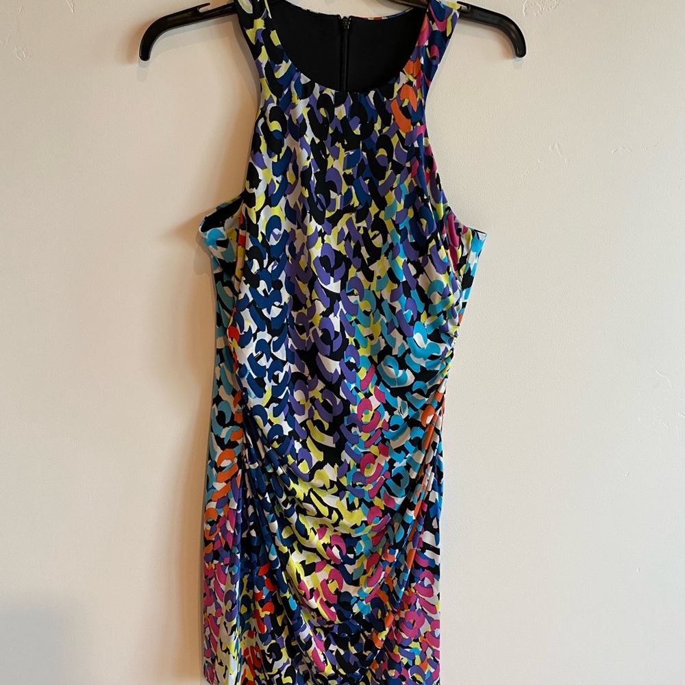 Trina Turk multi-colored side ruched dress, size 6